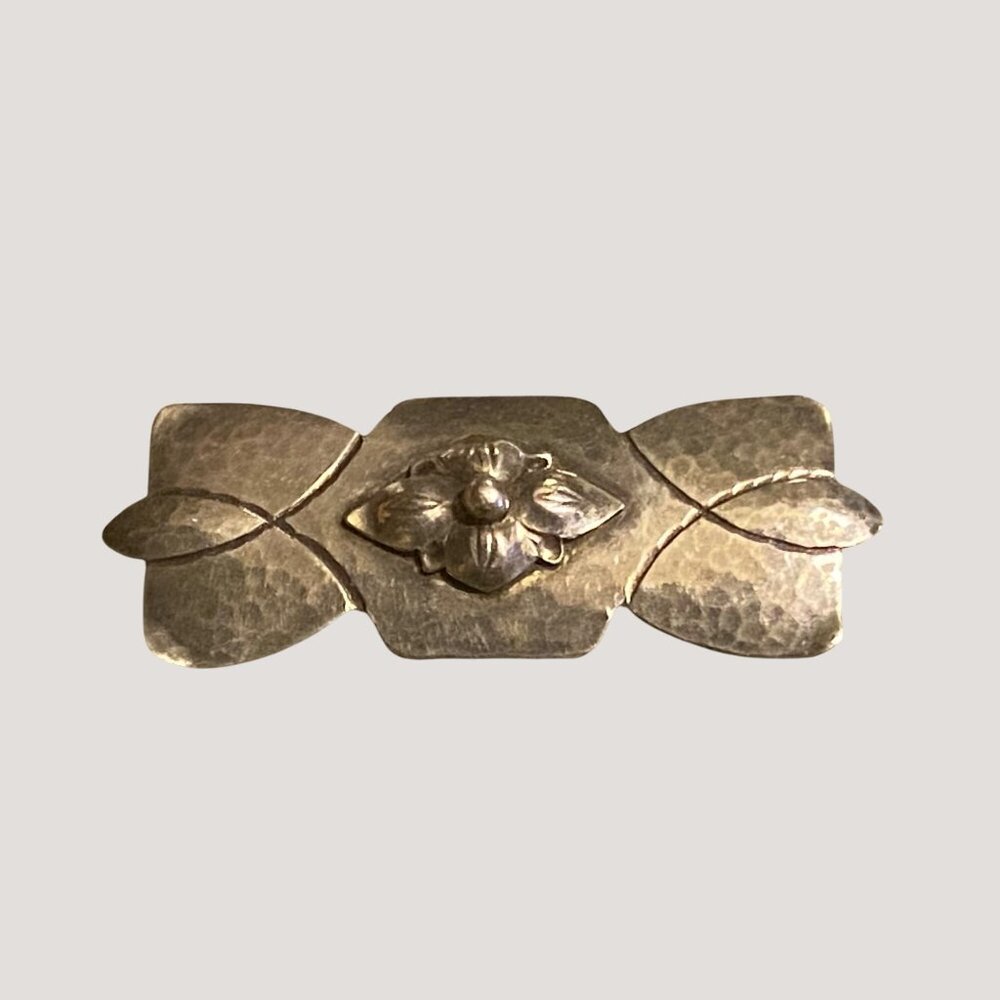 Bjarne 925 Sterling Silver Hammered Floral Arts Brooch Pin Vintage Jewelry Craft